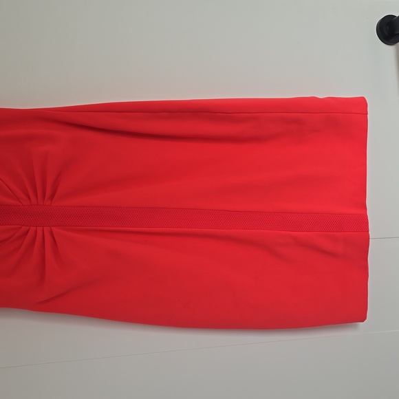 Ted Baker Dress Bright Coral Ruched Calf Length Sheath Ted Size 1 (US 4) - Picture 9 of 15